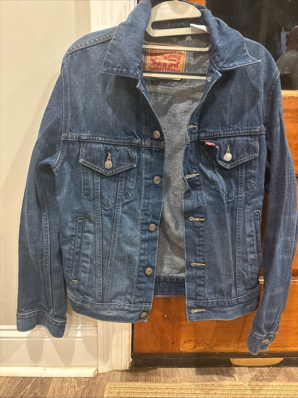 Levi's Dark Blue Denim Trucker Jacket - Women's Jean Coat Sz small